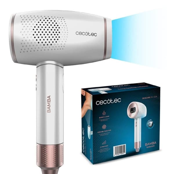 Cecotec Compact 500,000 flash IPL epilator with quartz lamp.