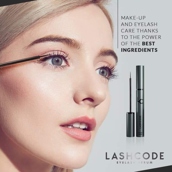 Øjenvippe serum Lashcode Eyelash Serum 5 ml - serum for hurtigere vippe brynvækst, nærende, fugtende og fortykkende effekt