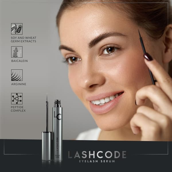 Øjenvippe serum Lashcode Eyelash Serum 5 ml - serum for hurtigere vippe brynvækst, nærende, fugtende og fortykkende effekt