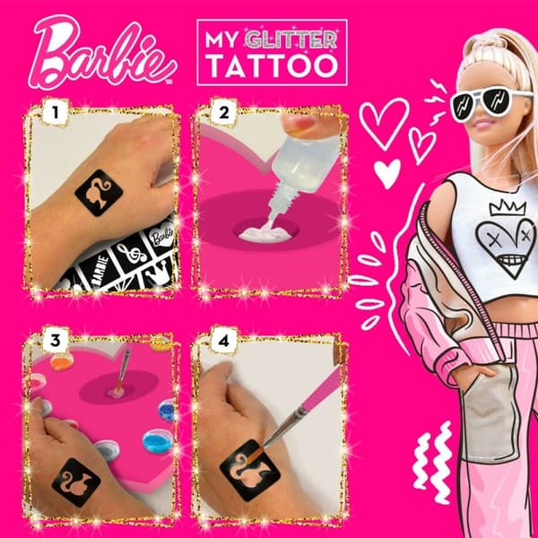 Midlertidige Tatoveringer Barbie My Glitter Tattoo Skinne 20 Dele
