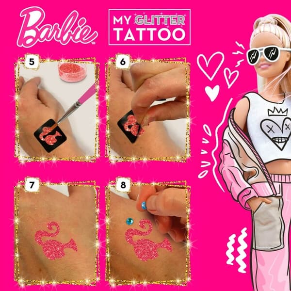 Midlertidige Tatoveringer Barbie My Glitter Tattoo Skinne 20 Dele