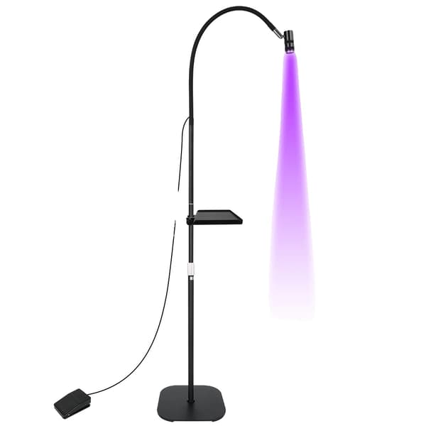 Fällbar Golvlampa med Lash, UV-lim Härdande Ljus, Justerbar Höjd,SVART, EU