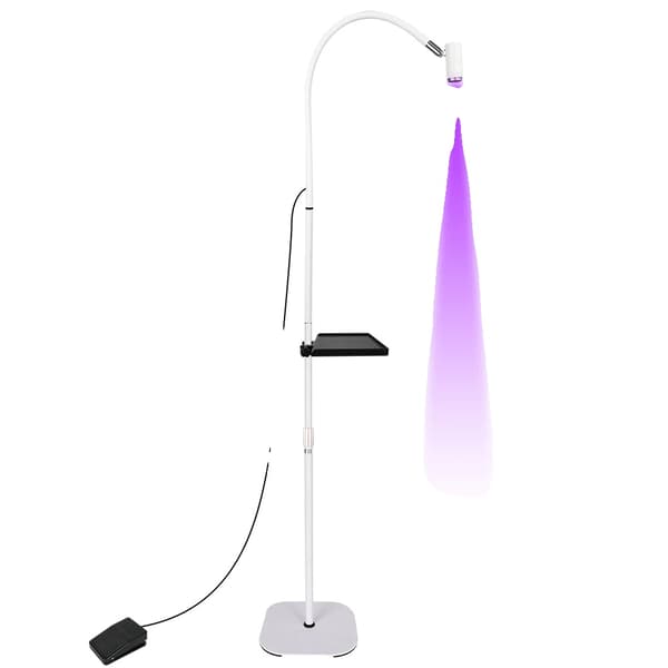 Foldbar Gulv Lash Lampe, UV Lim Hærdningslys, Justerbar Højde,EU, HVID
