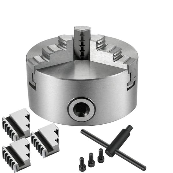 100mm hög precision 3-käft självcentrerande svarvchuck, med monteringsbultar