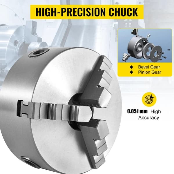 200mm 3-käftar svarvchuck, högkvalitativt material, självcentrerad, hög precision, stort spännområde, hög anpassningsförmåga, bred applikation