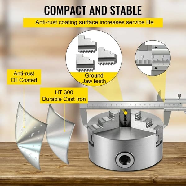 200mm 3-käftar svarvchuck, högkvalitativt material, självcentrerad, hög precision, stort spännområde, hög anpassningsförmåga, bred applikation