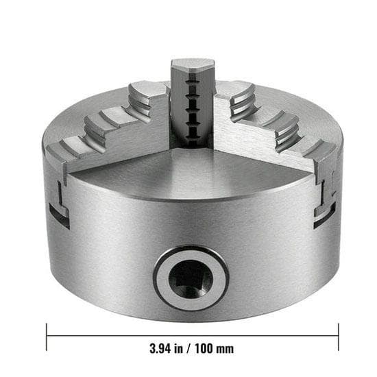 100mm 3-käftar svarvchuck, högkvalitativt material, självcentrerad, hög precision, stort spännområde, hög anpassningsförmåga, bred applikation