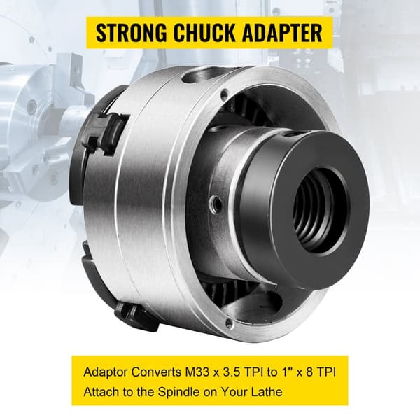 3,75" hög precision självcentrerande fyrkäfts svarvchuck med adapter, stort spännområde, enkel manövrering, bred applikation
