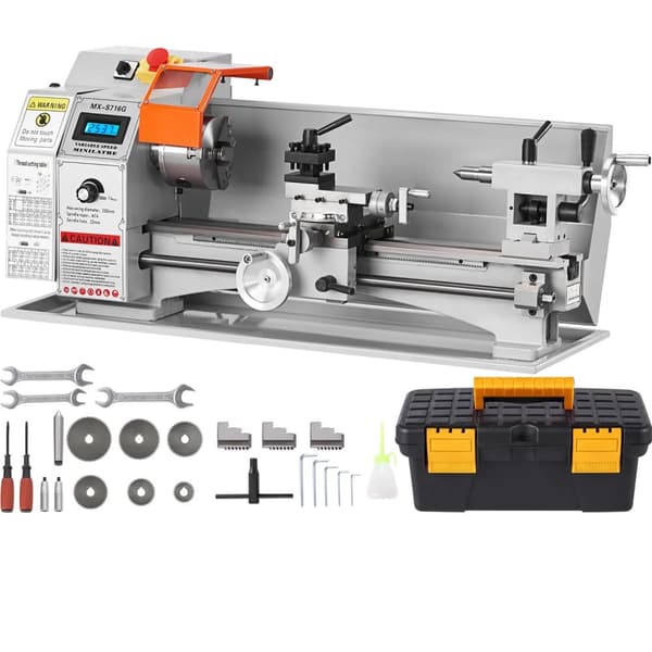 800W 150-2500 rpm 7''x16'' borstlös mini metallsvarv, direktdriven motor, kontinuerligt variabel, förbättrad säkerhet, hållbar
