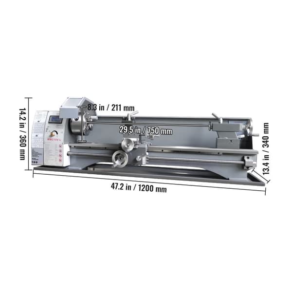 750W 50-2500 rpm 8,3" x 29,5" tung metallsvarv med digital display, borstlös motor, exakt hastighetsreglering, förbättrad säkerhet