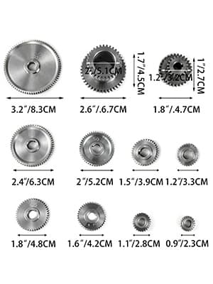 17st metallsvarv kugghjul kit med tydliga storleksmarkeringar, högkvalitativa material, hög precision, lätt att montera, hög kompatibilitet