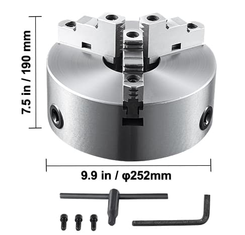 10''/250mm 3-käfts självcentrerande svarvchuck, högkvalitativt material, hög precision, lätt att använda