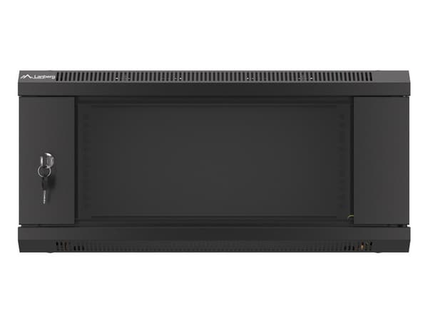 Lanberg 19'' wall-mounted installation cabinet 4U 600x450mm black (glass door)