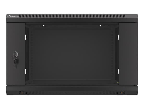 Lanberg wall-mounted installation rack cabinet 19'' 6U 600x600mm black (glass door)