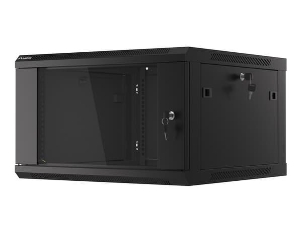 Lanberg wall-mounted installation rack cabinet 19'' 6U 600x600mm black (glass door)