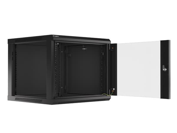 Lanberg wall-mounted installation rack cabinet 19'' 9U 600x600mm black (glass door)