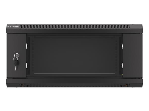 Lanberg wall-mounted installation rack cabinet 19'' 4U 600x600mm black (glass door)