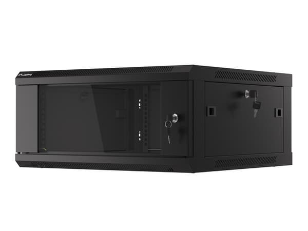 Lanberg wall-mounted installation rack cabinet 19'' 4U 600x600mm black (glass door)