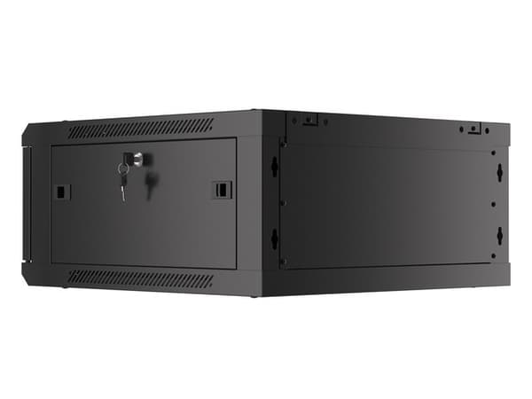 Lanberg wall-mounted installation rack cabinet 19'' 4U 600x600mm black (glass door)