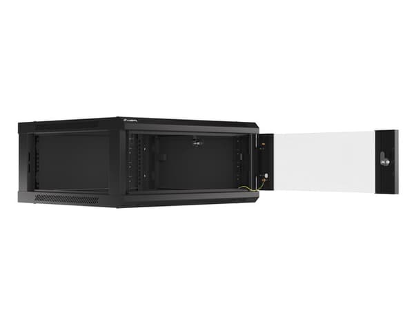 Lanberg wall-mounted installation rack cabinet 19'' 4U 600x600mm black (glass door)