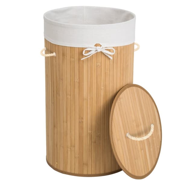 Tvättkorg med tvättsäck 57 l - beige