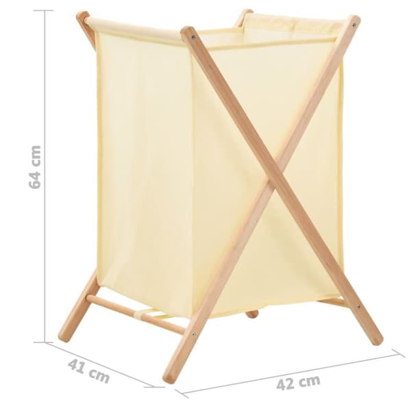 vidaXL Tvättkorg cedarträ och tyg 42x41x64 cm beige