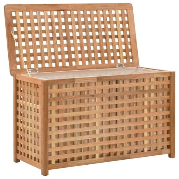 vidaXL vasketøjskurv 77,5 x 37,5 x 46,5 cm massivt valnøddetræ