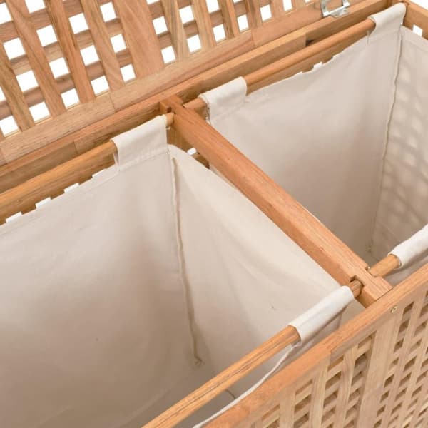 vidaXL vasketøjskurv 87,5x46x67 cm massivt valnøddetræ