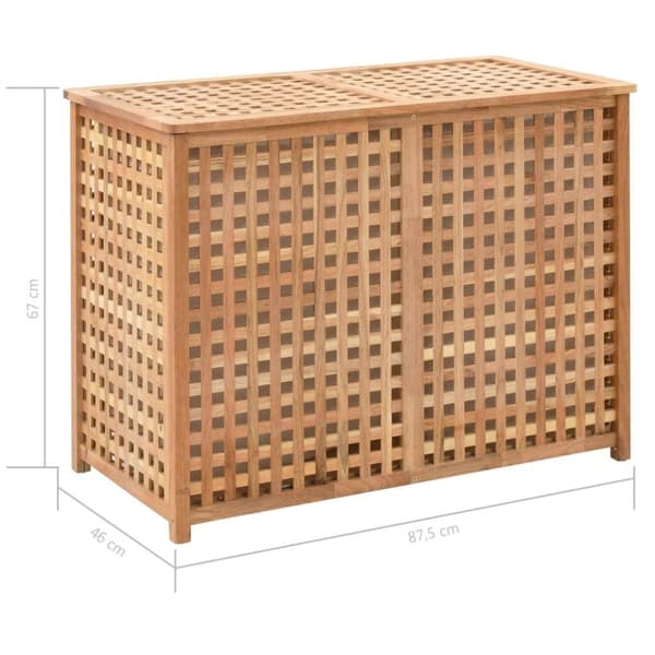 vidaXL vasketøjskurv 87,5x46x67 cm massivt valnøddetræ