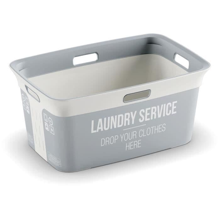 KIS Laudry Service Chic Style vasketøjskurv - 40 l - Grå og hvid