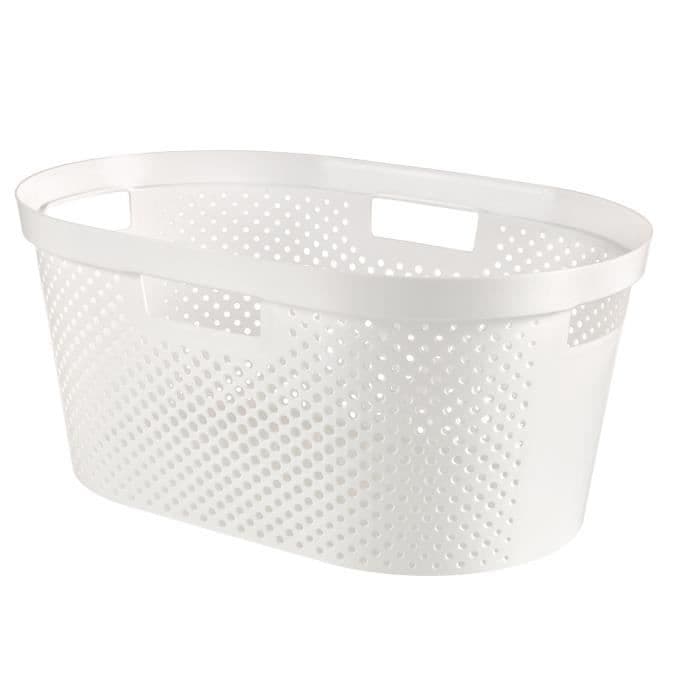 CURVER Vasketøjskurv 40L Infinity Dots - Genbrugsplastik - Hvid