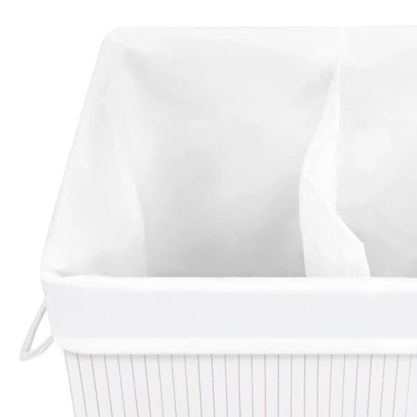 vidaXL Skittentøyskurv med 2 seksjoner bambus hvit 72 L