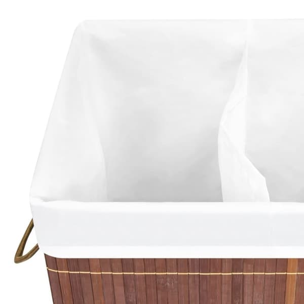 vidaXL vasketøjskurv med 2 rum 100 l bambus brun