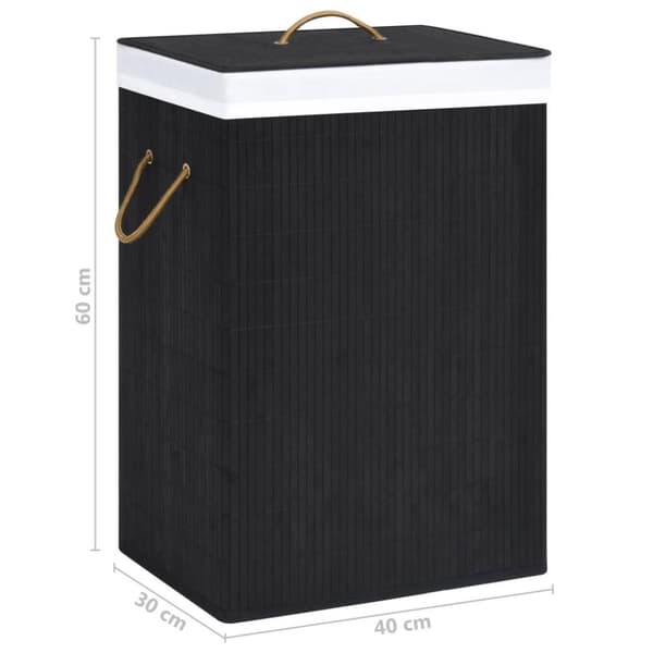 vidaXL vasketøjskurv med 2 rum 72 l bambus sort