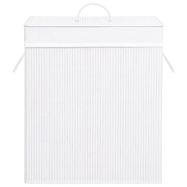 vidaXL Bambu pyykkikori 2 osiota valkoinen 100 l