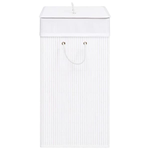 vidaXL Bambu pyykkikori 2 osiota valkoinen 100 l