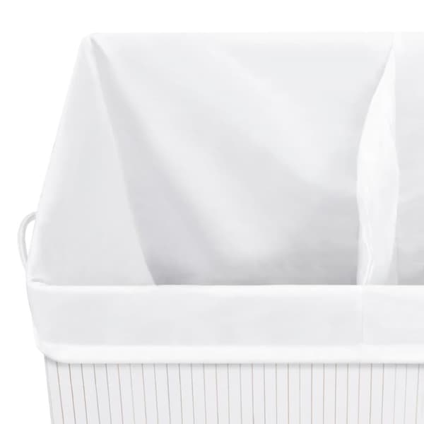 vidaXL Bambu pyykkikori 2 osiota valkoinen 100 l