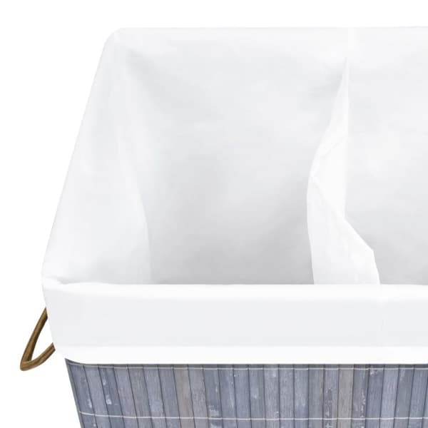 vidaXL vasketøjskurv med 2 rum 72 l bambus grå