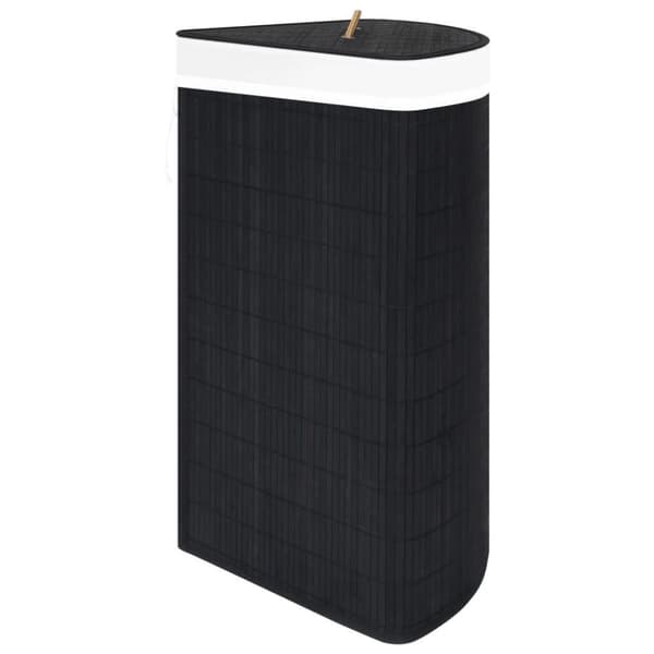 vidaXL Tvättkorg för hörn bambu svart 60 L