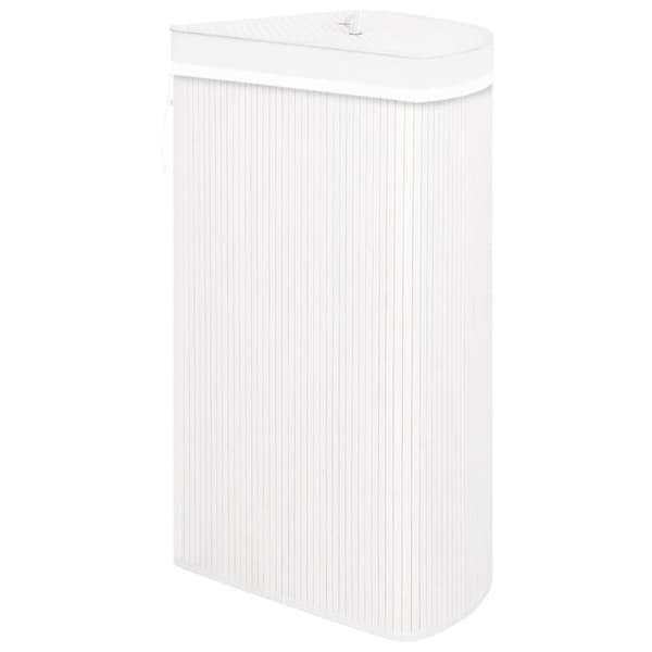 vidaXL Tvättkorg för hörn bambu vit 60 L