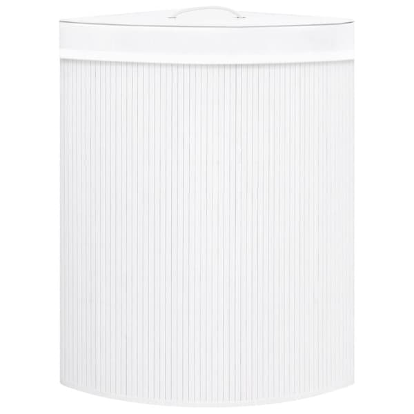 vidaXL Tvättkorg för hörn bambu vit 60 L