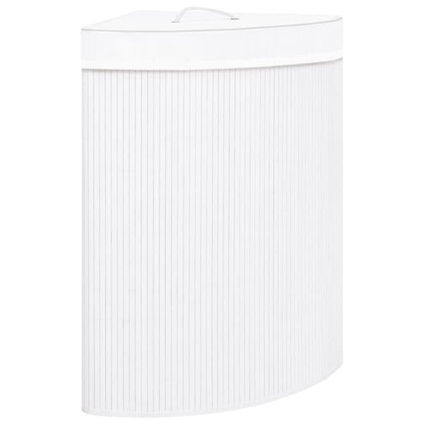 vidaXL Tvättkorg för hörn bambu vit 60 L