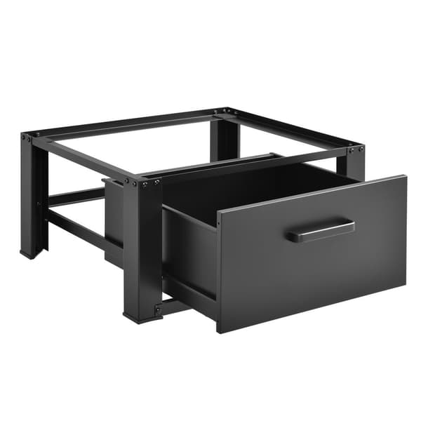[en.casa]® Tvättmaskinstativ-Förhöjningssockel-med utdragbar låda-63x54x31cm-stål-svart-max150kg