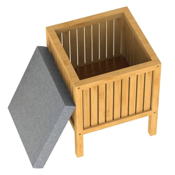 EISL 2-i-1 vasketøjskurv med sædehynde 39x39x52,5 cm bambus