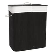 Vasketøjskurv - 2 rum - 100 L - 52,5x33,5x63 cm - sort bambus
