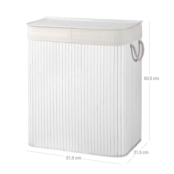 Bambu tvättkorg - tvättställ med 2 fack - bricka - med lock - 100 l
