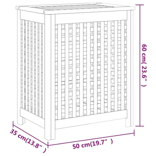 vidaXL Skittentøyskurv 50x35x60 cm heltre teak