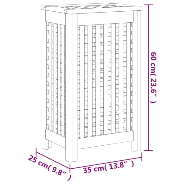 vidaXL vasketøjskurv 35x25x60 cm massivt teaktræ