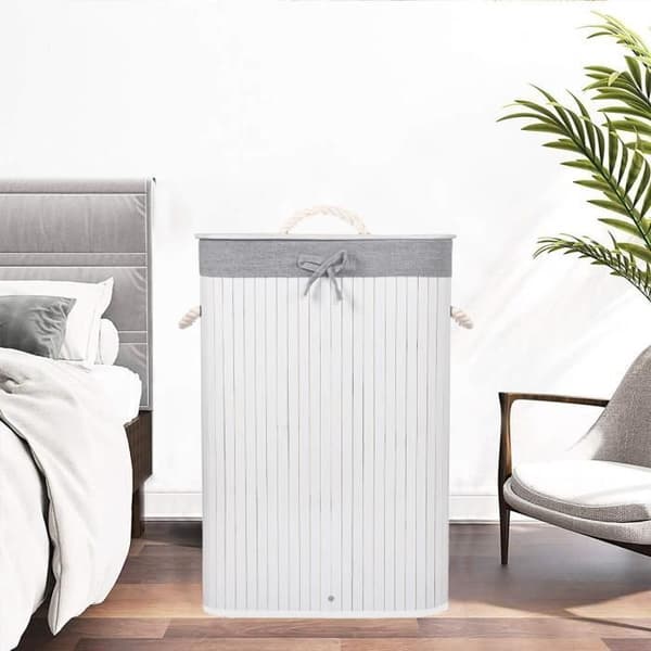 Tvätthink - SPRINGOS - 72L - Naturligt bambu - Vit - Modern skandinavisk stil