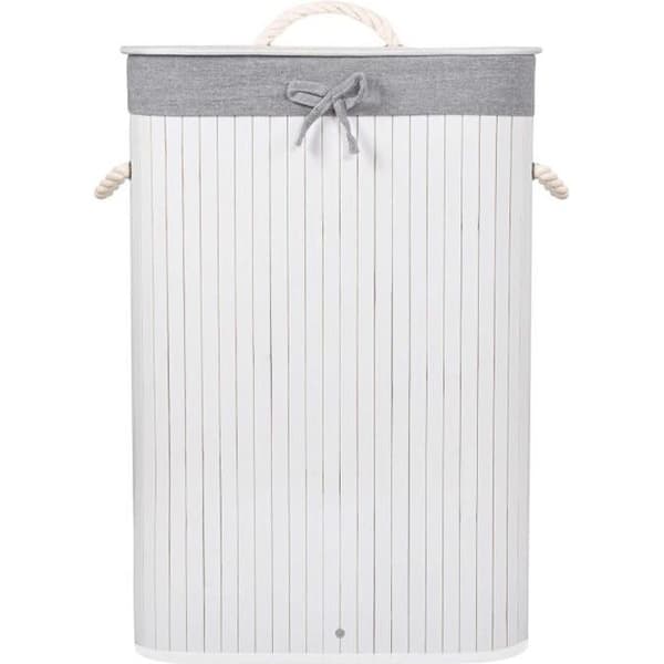 Tvätthink - SPRINGOS - 72L - Naturligt bambu - Vit - Modern skandinavisk stil